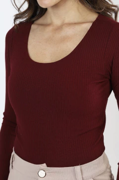 BLUSA MANGA LONGA CANELADA GOLA REDONDA - loja online