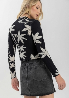 BLUSA MALHA MANGA LONGA ESTAMPADA - Moda Viva