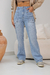 Calça Jeans Lumini Wide Leg Bolso Lateral