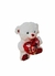 Urso de pelucia com coração vermelho e detalhe em prateado
