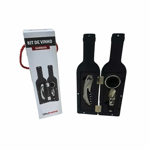 kit de vinho 3 peças no estojo de garrafa
