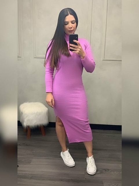 Vestido Ribana Manga Longa