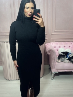 Vestido Tricô Mousse Gola Preto na internet