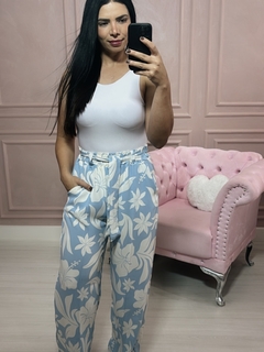 Pantalona Estampada Floral Azul na internet