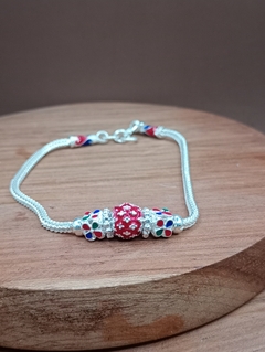 Pulseira cloisonné e prata 925. - comprar online