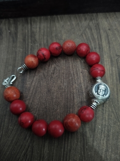 pulseira coral e hawlita buda