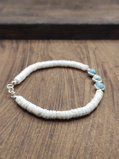 pulseira com larimar natural - luzdeprata