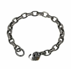 pulseira elos fecho skull - luzdeprata