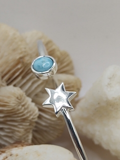 Bracelete larimar com estrela - loja online