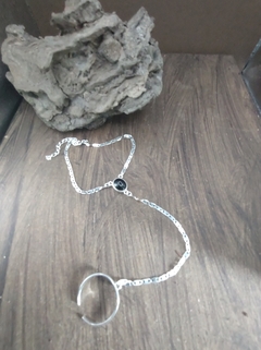 Pulseira de mão com Onix natural - luzdeprata