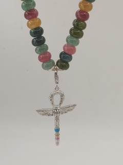 Colar ankh com turmalina coloridas - loja online