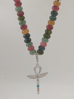 Colar ankh com turmalina coloridas - comprar online