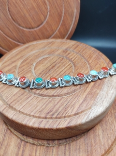 Bracelete turquesa e coral natural - comprar online