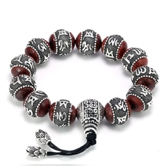 pulseira tibetana prata e sândalo vermelho - loja online