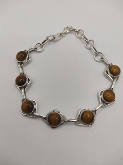 pulseira olho de tigre natural - luzdeprata