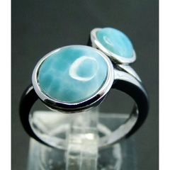 anel larimar natural 2 pedras - comprar online