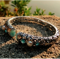 bracelete articulado larimar, topázio e perola - comprar online