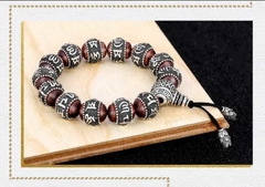 pulseira tibetana prata e sândalo vermelho - luzdeprata