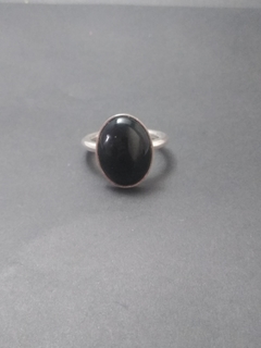 Anel cabochão agata negra