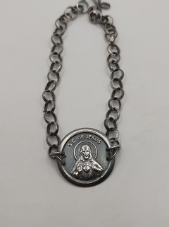 Pulseira sagrado coração de Jesus oxidada