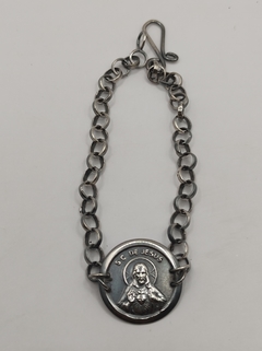 Pulseira sagrado coração de Jesus oxidada - comprar online