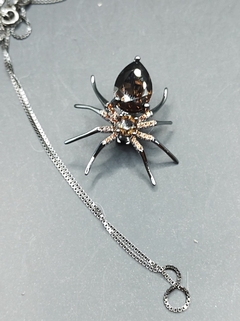 broche ou pingente aranha quartzo fumê - loja online