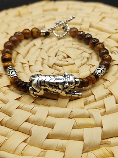 Pulseira tigre com olho de tigre natural - luzdeprata