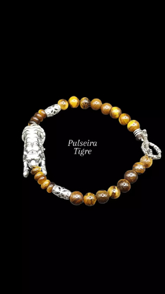 Pulseira tigre com olho de tigre natural