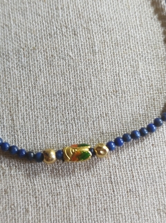 pulseira lapis-lazuli com cigarra ouro 18 k - comprar online