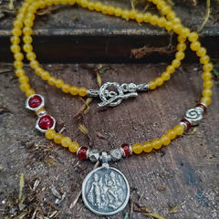 colar calcedônia natural com Deusa lakshmi e lord Ganesha - luzdeprata