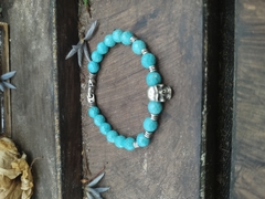 pulseira skull e turquesa natural - comprar online