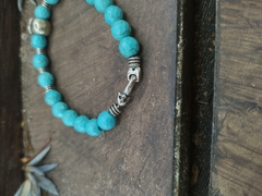 pulseira skull e turquesa natural - loja online