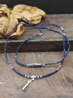 colar lapis-lazuli natural facetado Ogum - comprar online