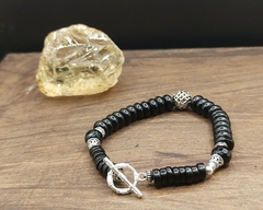 pulseira onix rondelli e prata 925 - luzdeprata