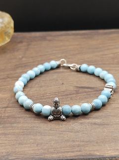 pulseira larimar com buda - luzdeprata