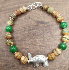 pulseira ágata tibetana e jade natural - comprar online