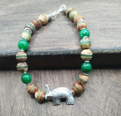 pulseira ágata tibetana e jade natural - loja online