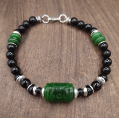 pulseira obsidiana e jade natural