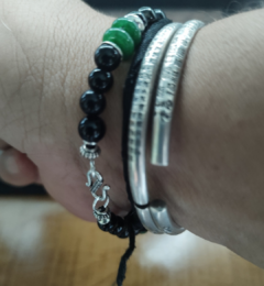 pulseira obsidiana e jade natural - loja online