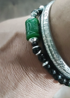 pulseira obsidiana e jade natural - luzdeprata