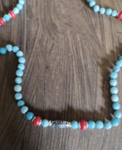 colar larimar e coral natural - comprar online