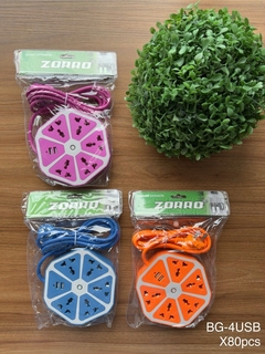 Zapatilla prolongador Hexagonal con 2 puertos USB ZORRO - Star Mayorista