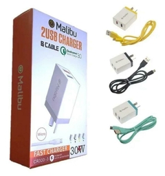 Cargador Malibu TURBO 30W Qualcomm 3.0 Tipo C 2 Usb