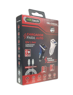 Cargador auto USB + USB -C con cable C-C 12v/24v 38W carga rápida inteligente HBL -CAR12VC en internet