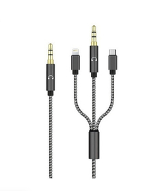 Cable Auxiliar JACK 3 En 1 3.5mm PARA A Tipo C Lightning