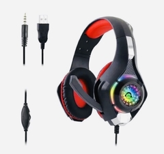 Auricular gaming professional PC PS4 LED RGB FX-03 azul y rojo