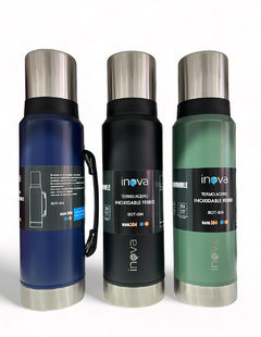 Termo ACERO 24hs 1.2Lts con tapon cebador inova (Tipo STANLEY) BOT-004 varios colores