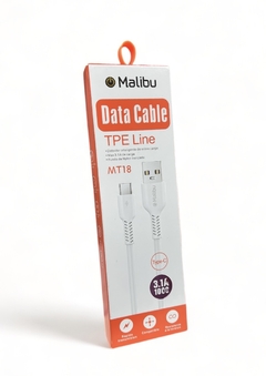 Cable Tipo-C Datos + carga rápida 3.1A 1000MM Malibu MT18-C