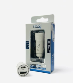 Cargador cabezal AUTO ENTRADA USB+Tipo-C 3.4A LED pro21
