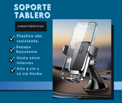 Soporte Porta Celular Con Sopapa vidrio Y tablero Ajustable Auto Negro RA123 - comprar online